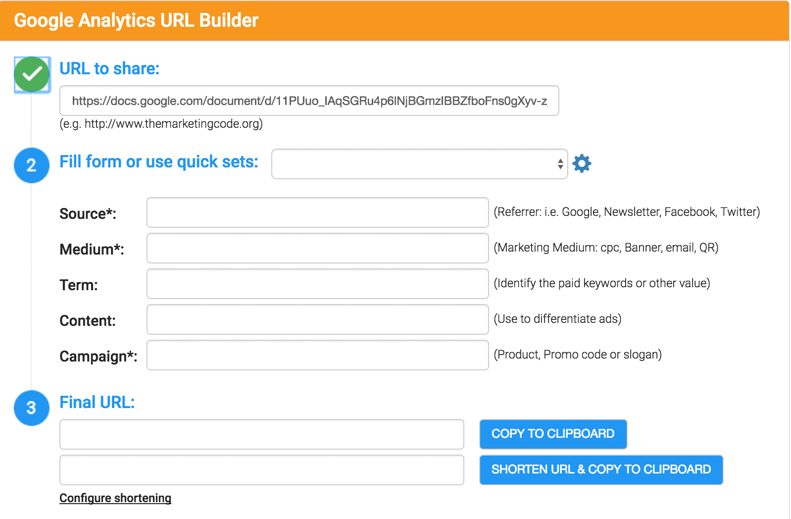 Google Analytics URL Builder Chrome Extension