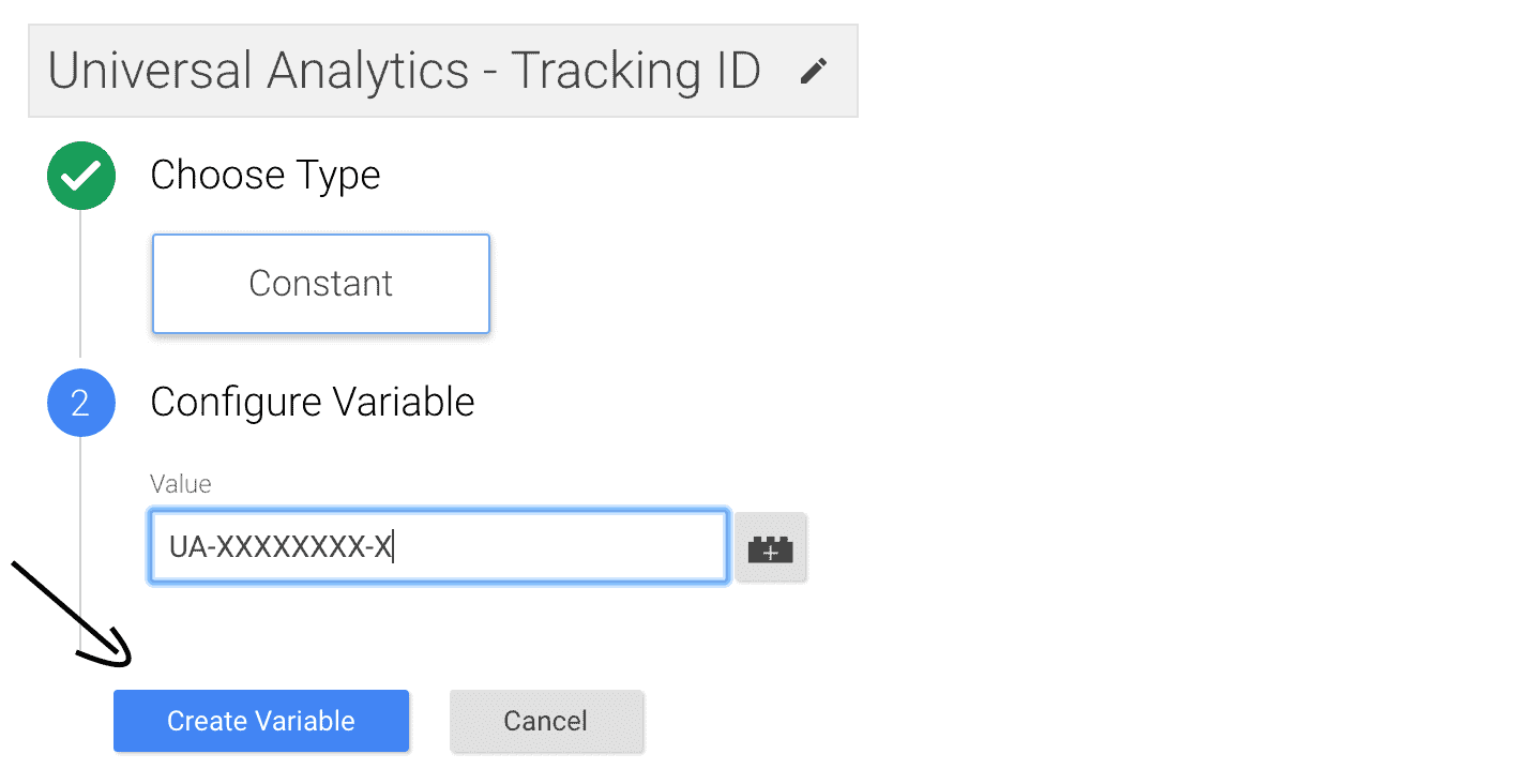 Configure Variale Tracking ID