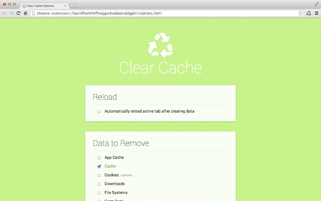 Clear Cache Chrome Extension