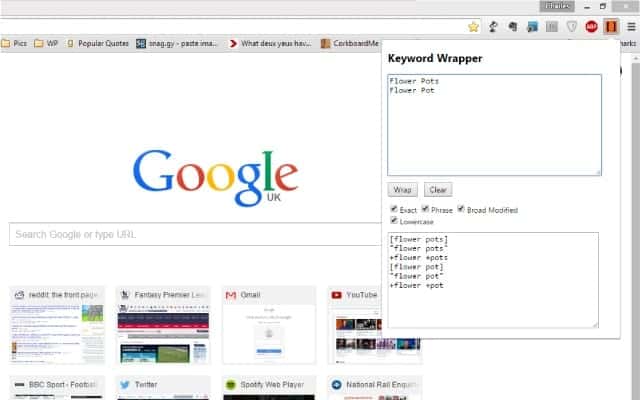 Keyword Wrapper Chrome Extension