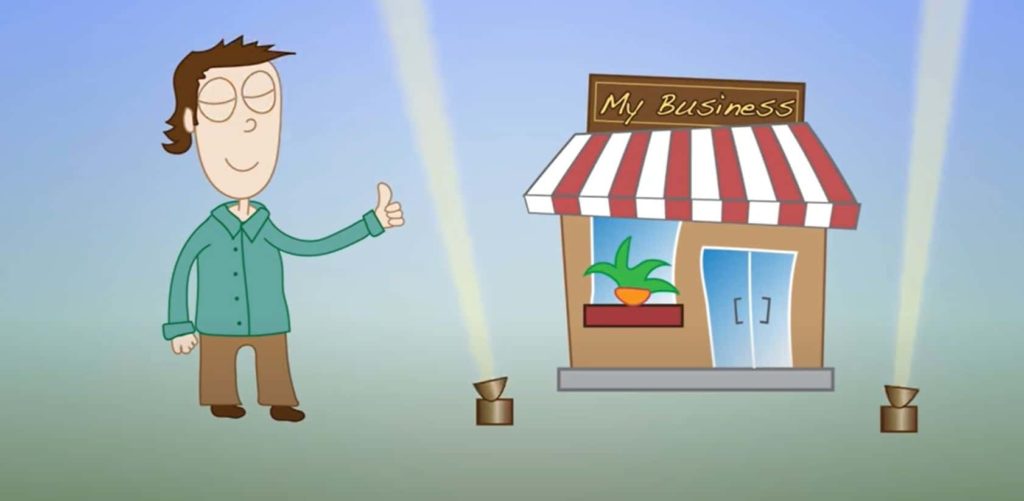 animation of a lit up business 